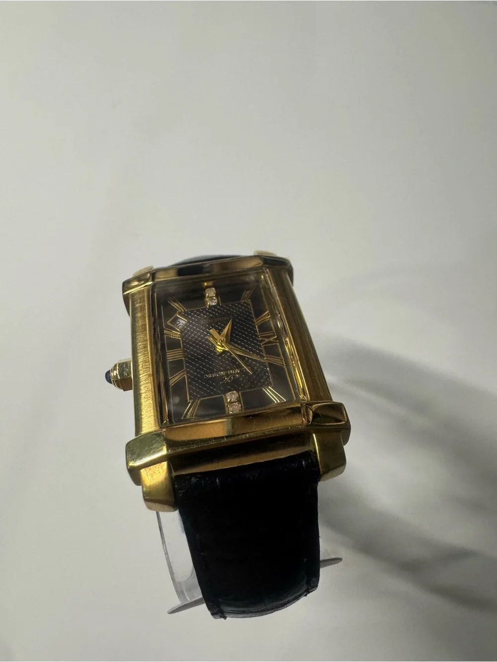 Eminence Black Dial Gold-Tone Rectangular Women’s Watch